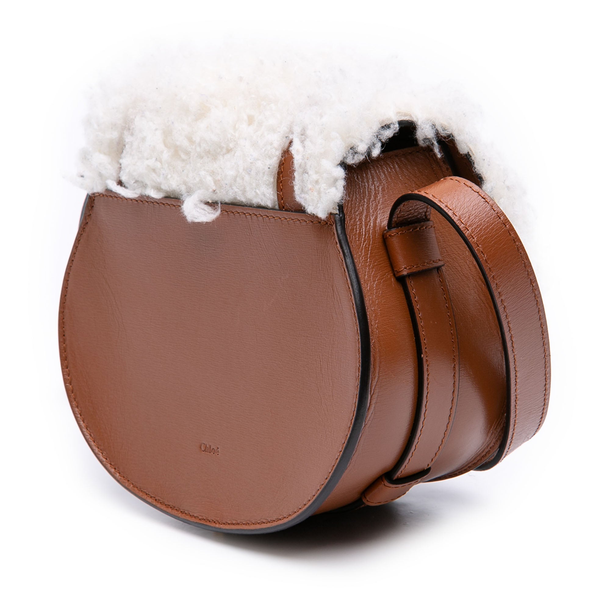 Mini Shearling and Calfskin Marcie Saddle Crossbody - Image 2