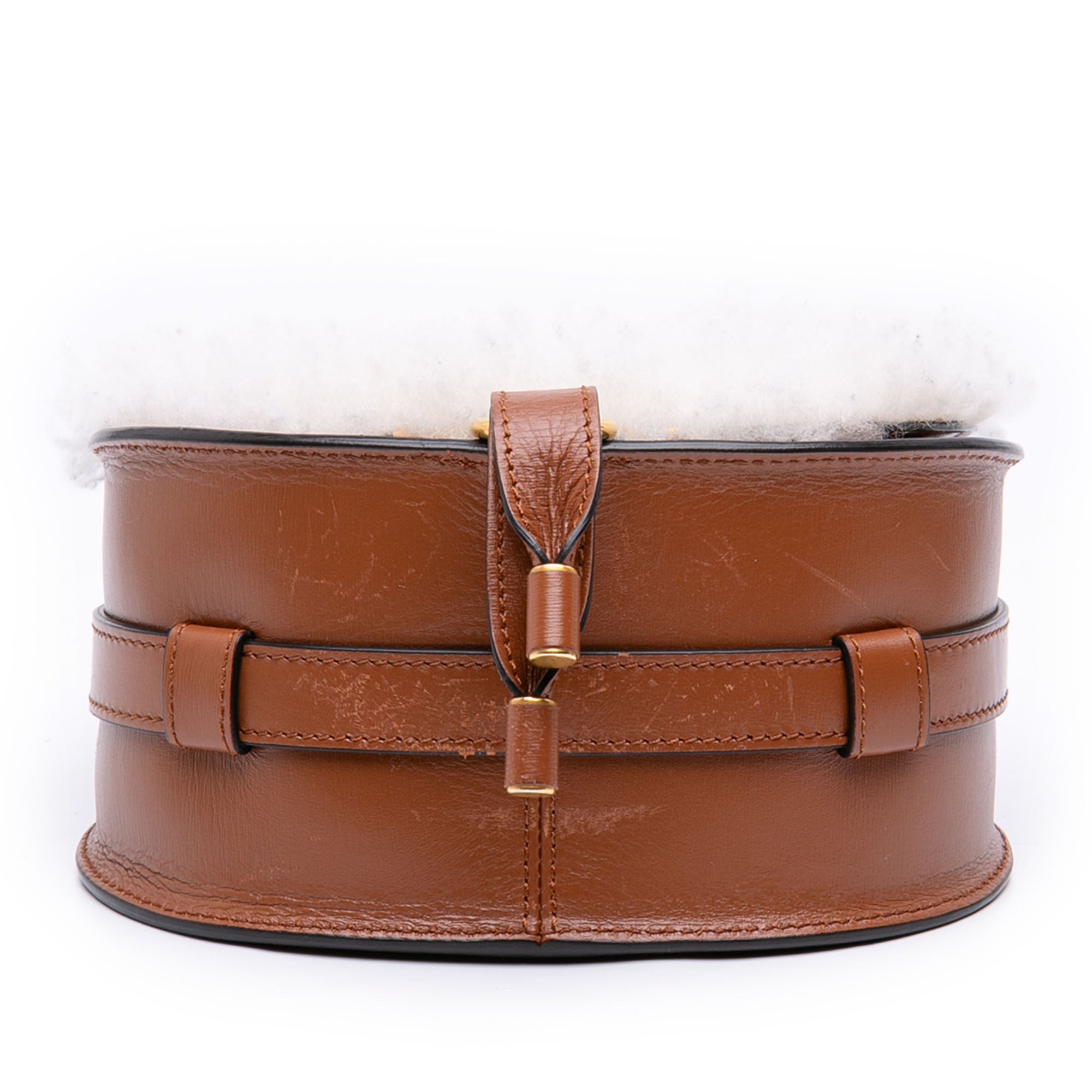 Mini Shearling and Calfskin Marcie Saddle Crossbody - Image 3
