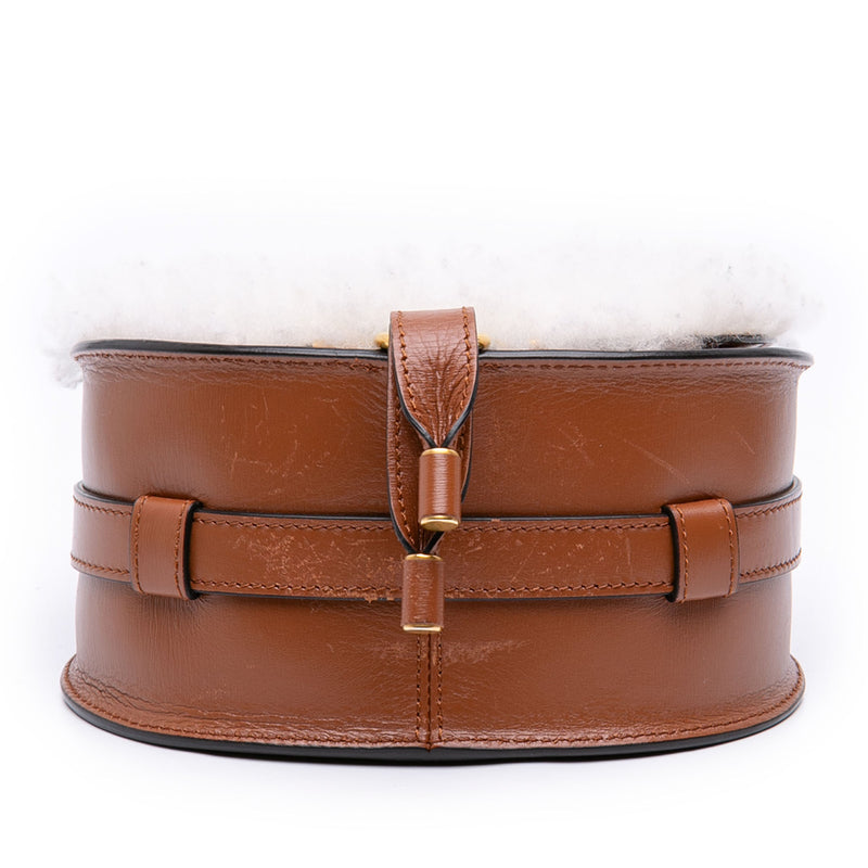 Mini Shearling and Calfskin Marcie Saddle Crossbody - Image 3