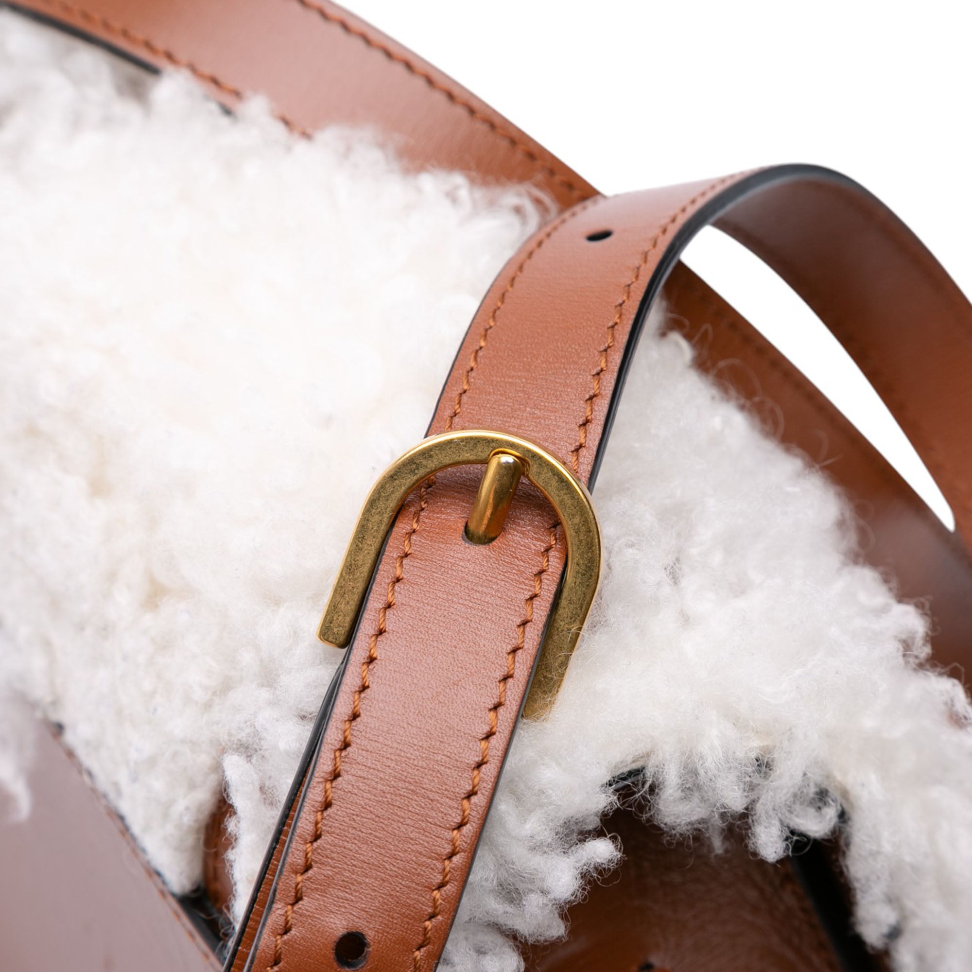 Mini Shearling and Calfskin Marcie Saddle Crossbody - Image 7