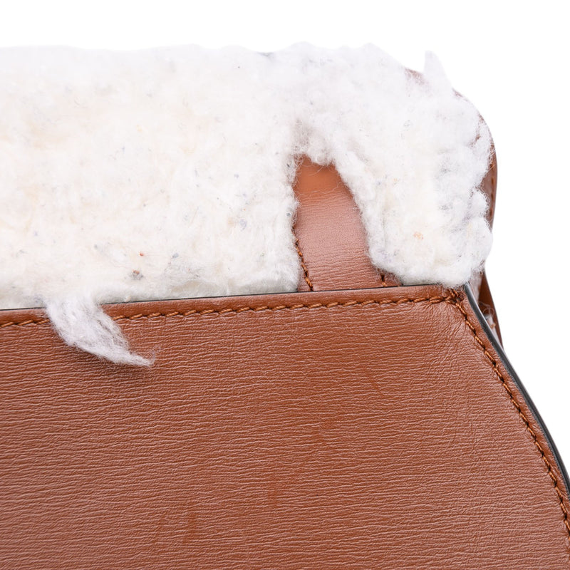 Mini Shearling and Calfskin Marcie Saddle Crossbody - Image 8