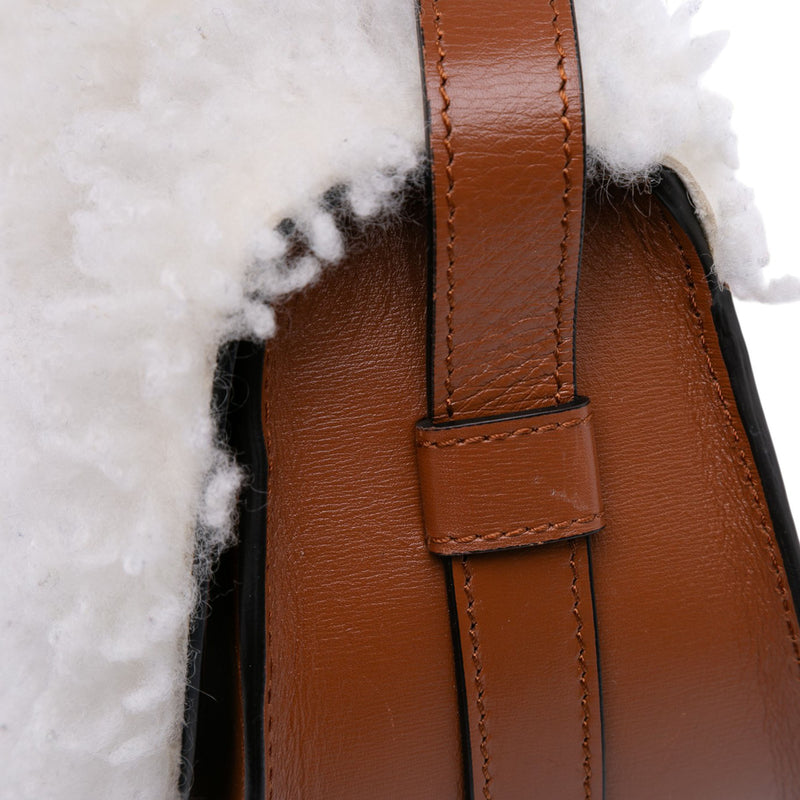 Mini Shearling and Calfskin Marcie Saddle Crossbody - Image 9