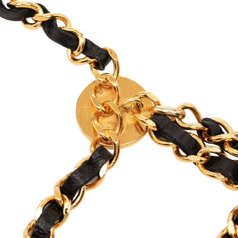 Gold Plated Leather Woven Chain Medallion Belt - Image 4