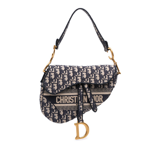 Oblique Embroidered Canvas Saddle Bag - Image 1