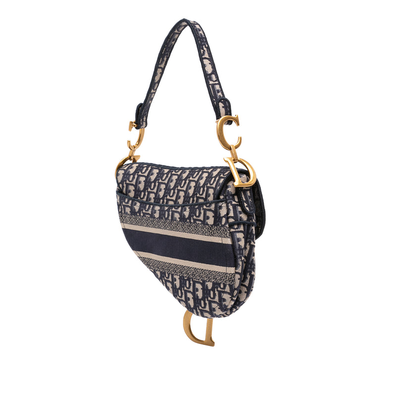 Oblique Embroidered Canvas Saddle Bag - Image 2