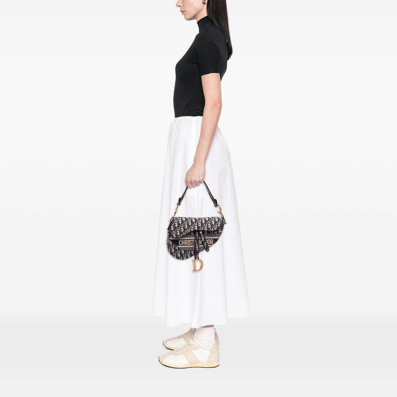 Oblique Embroidered Canvas Saddle Bag - Image 6