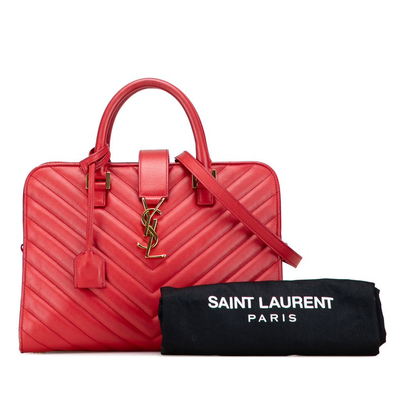 Small Chevron Calfskin Monogram Cabas Satchel - Image 10