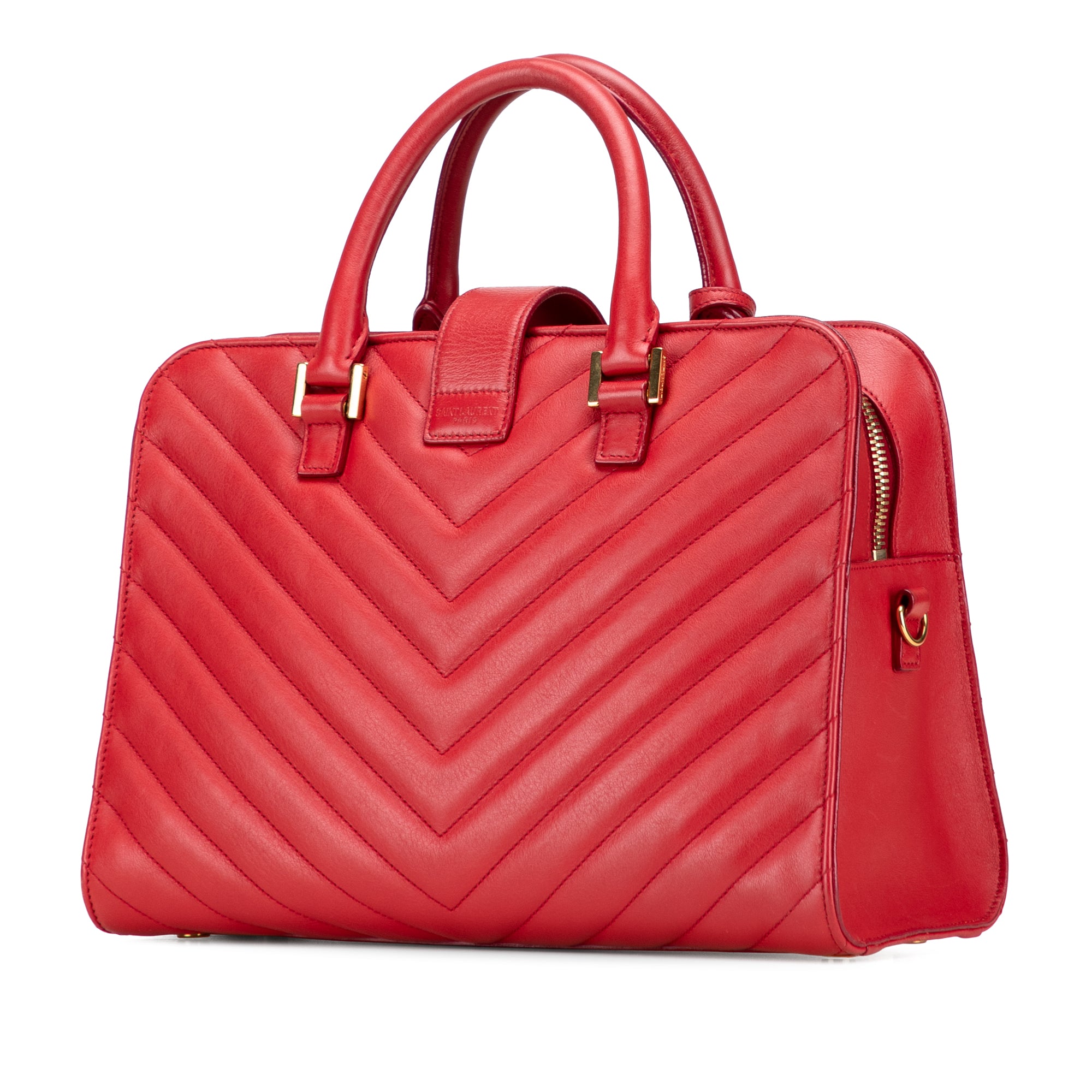 Small Chevron Calfskin Monogram Cabas Satchel - Image 2