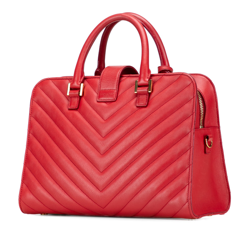 Small Chevron Calfskin Monogram Cabas Satchel - Image 2