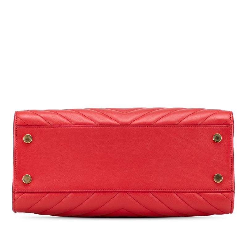 Small Chevron Calfskin Monogram Cabas Satchel - Image 3