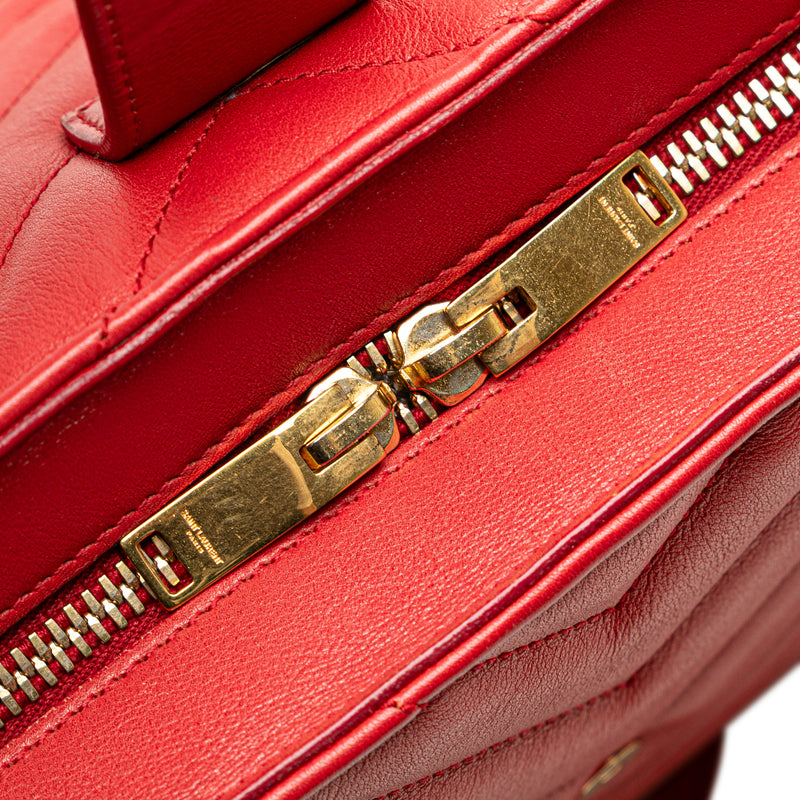 Small Chevron Calfskin Monogram Cabas Satchel - Image 7