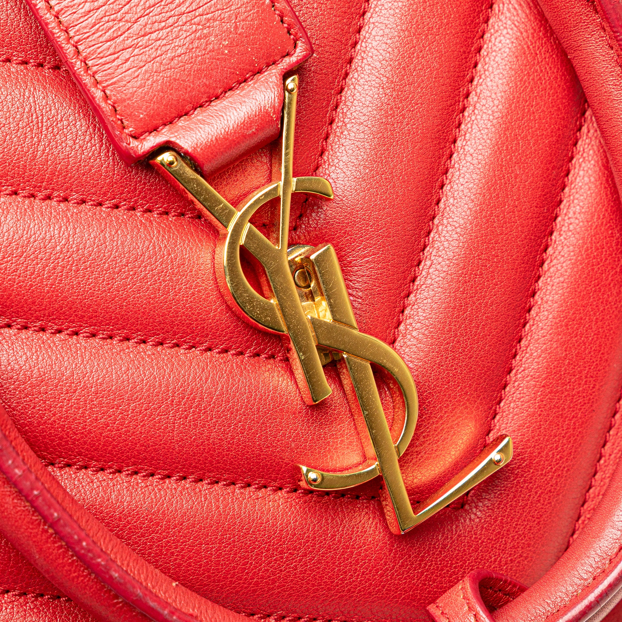 Small Chevron Calfskin Monogram Cabas Satchel - Image 8