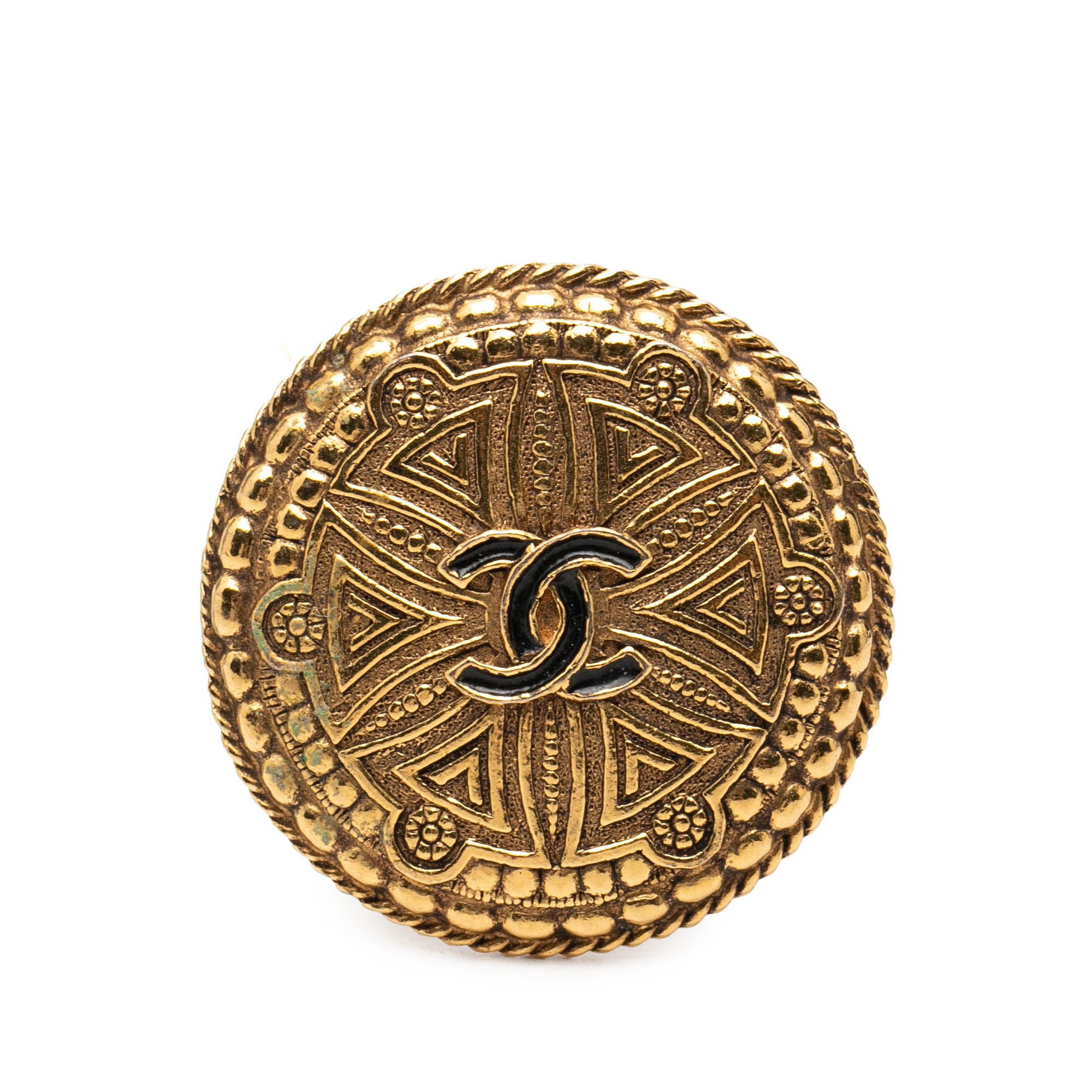 CC Gold Plated Round Brooch - Image 1