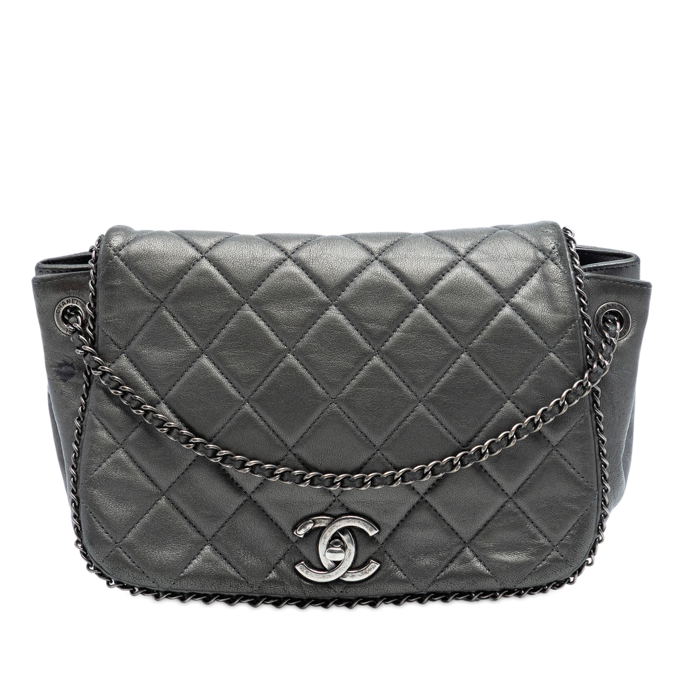 Small Quilted Calfskin CC Enchained Accordion Flap - Image 1