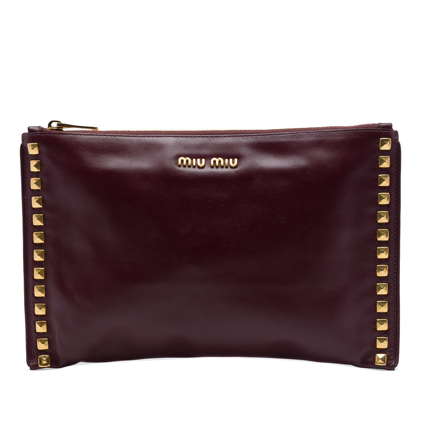 Studded Leather Zip Clutch - Image 1