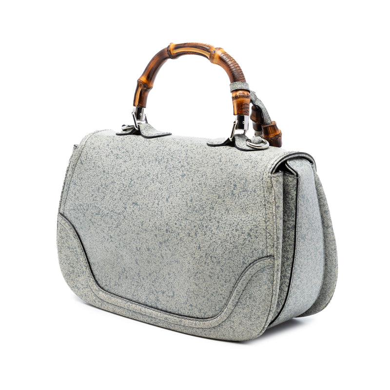 Large Speckled Leather New Bamboo Top Handle Bag - Image 2