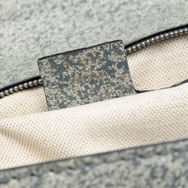 Large Speckled Leather New Bamboo Top Handle Bag - Image 6