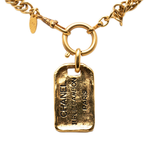 Gold Plated 31 Rue Cambon Plaque Pendant Necklace - Image 1