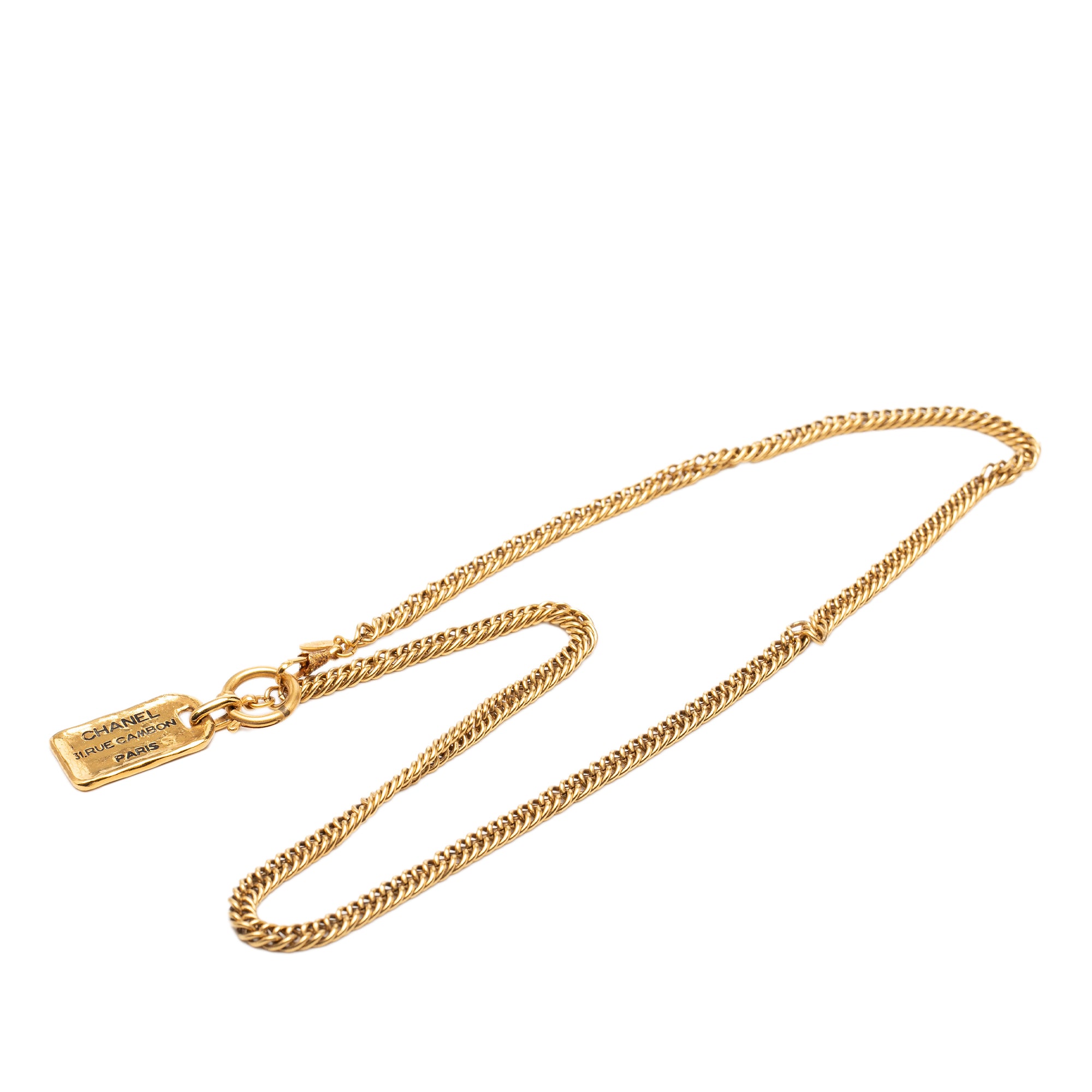 Gold Plated 31 Rue Cambon Plaque Pendant Necklace - Image 5