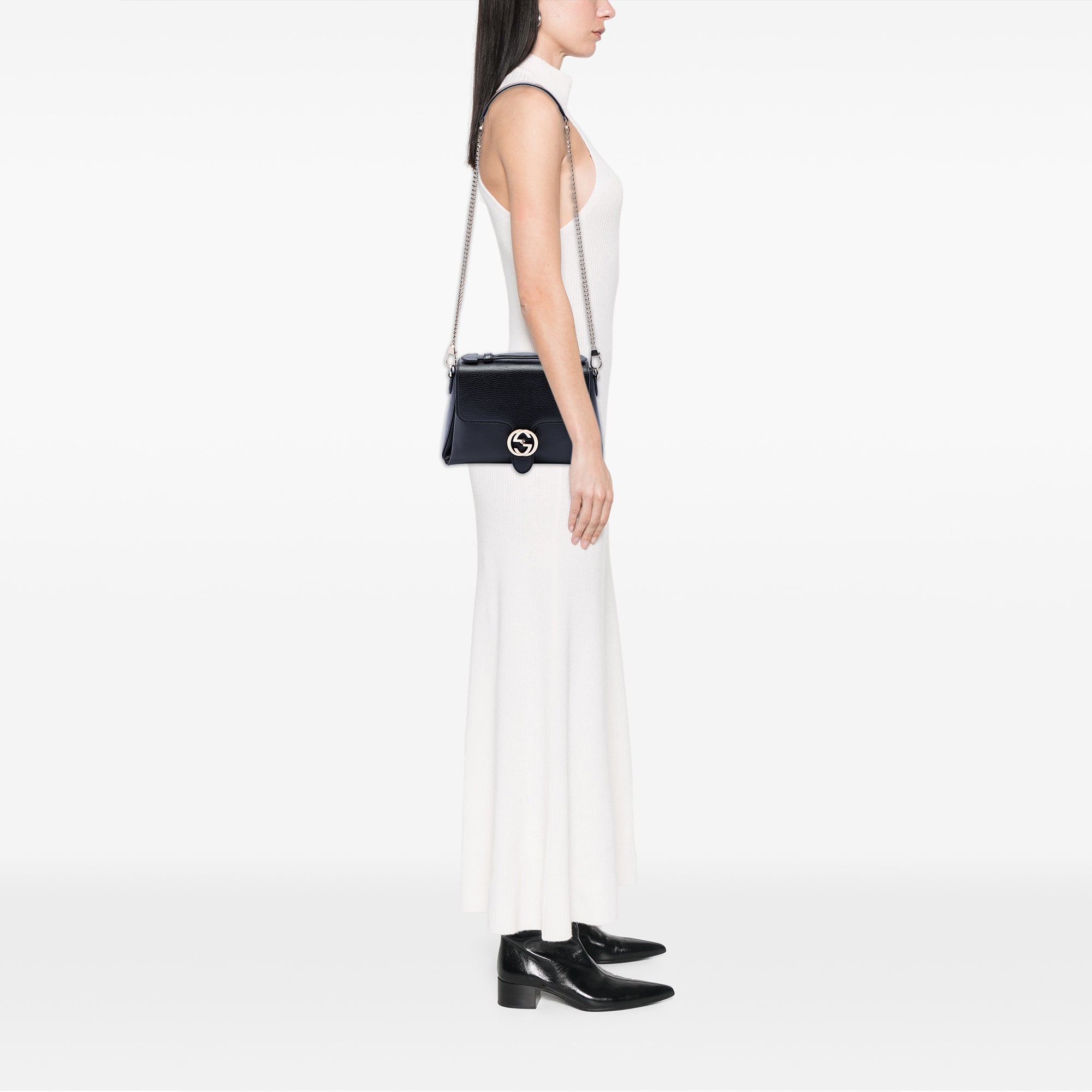 Small Dollar Calf Interlocking G Satchel - Image 6