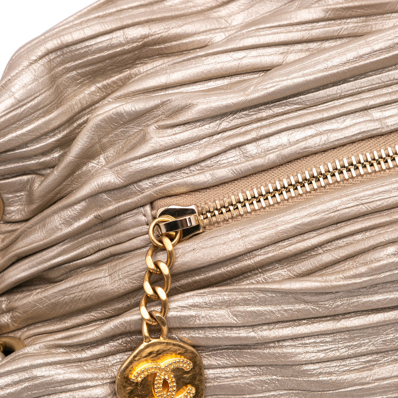 Medium Metallic Calfskin Coco Pleats Drawstring Backpack - Image 7