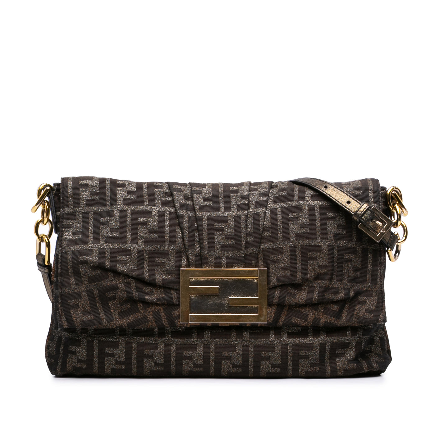Large Zucca Canvas Glitter Mia Flap Shoulder Bag - Image 1