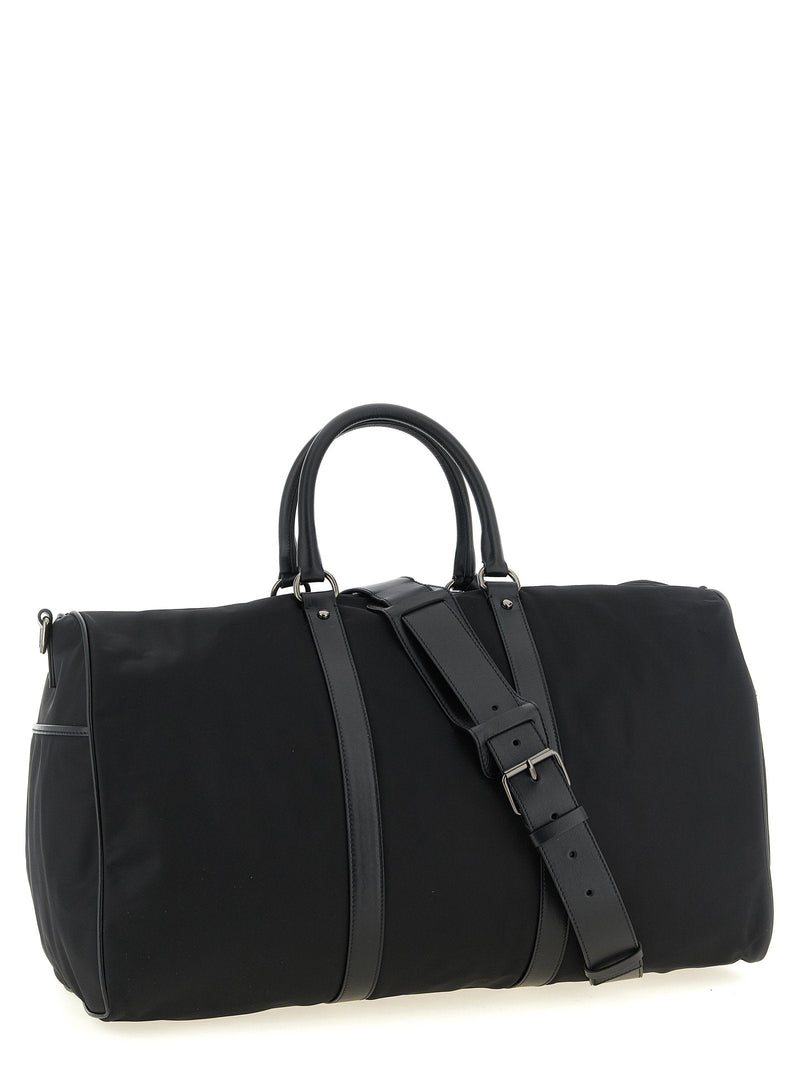 Kiton Technical Fabric With Leather Trim Duffel Bag — Black