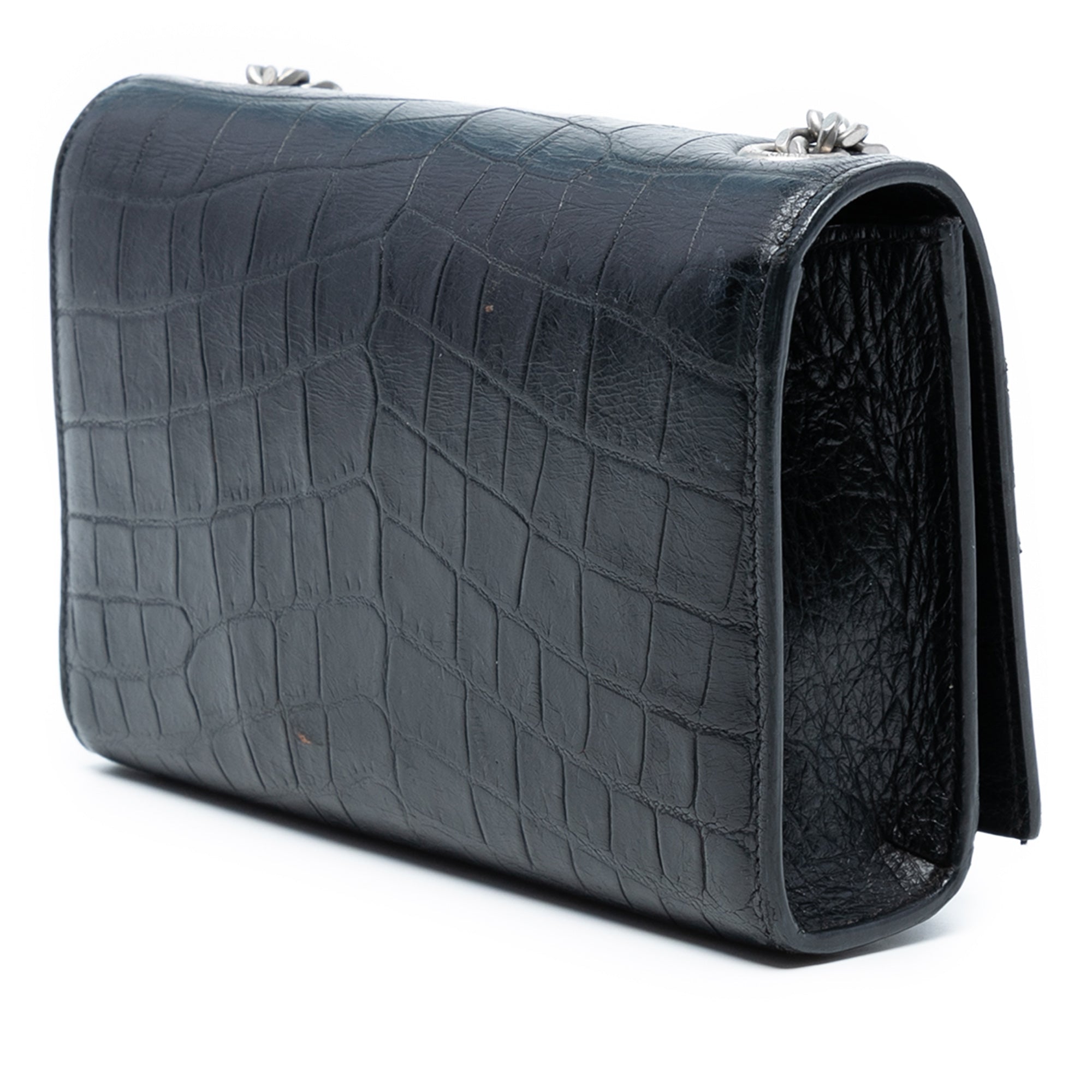 Small Croc Embossed Leather Monogram Kate Tassel Crossbody - Image 2