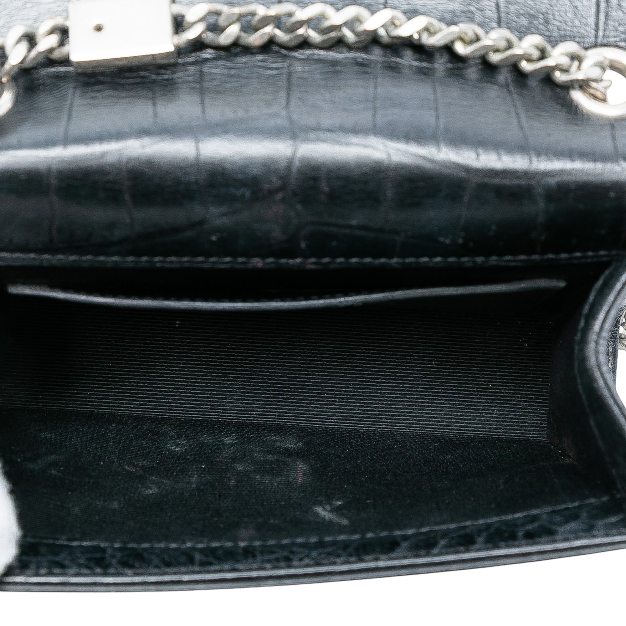 Small Croc Embossed Leather Monogram Kate Tassel Crossbody - Image 4
