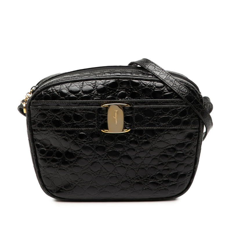Croc Embossed Leather Vara Crossbody