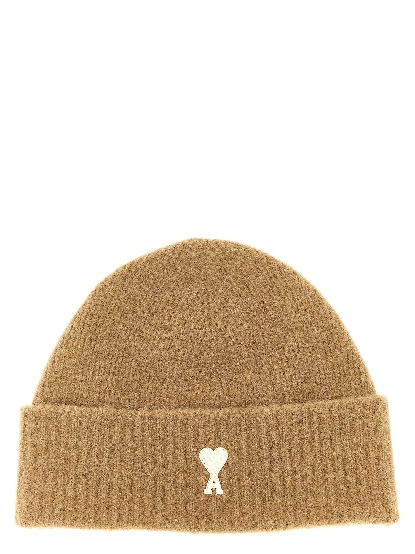 Ami Paris De Cœur Embroidered Beanie — Camel Alpaca Beanies