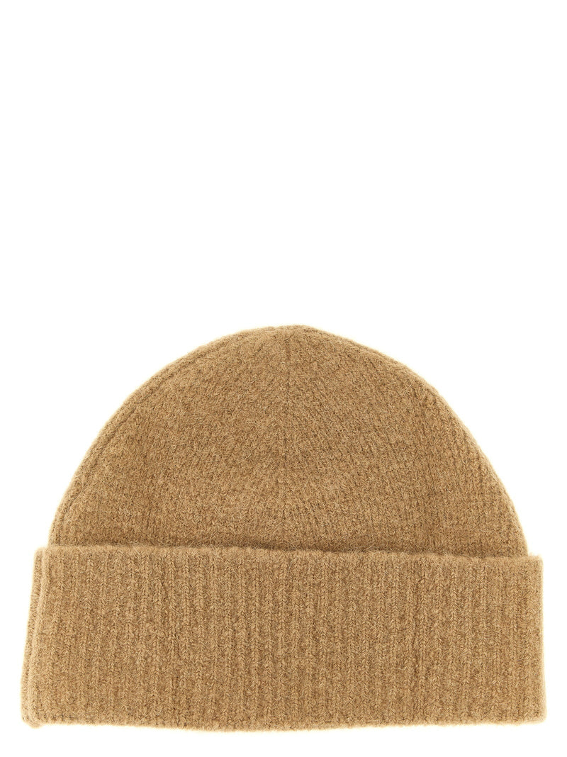 Ami Paris De Cœur Embroidered Beanie — Camel Alpaca Beanies
