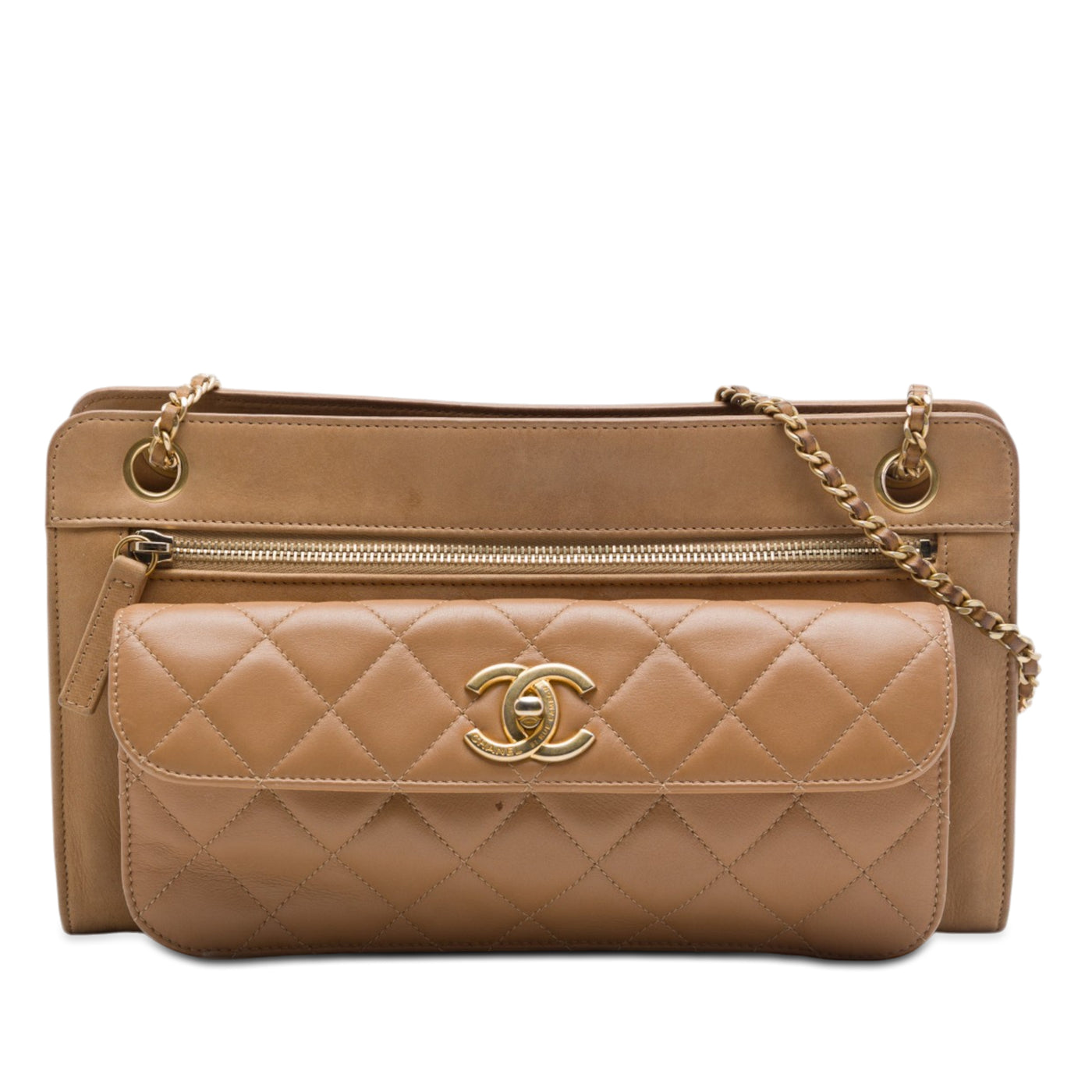 CC Quilted Lambskin Front Pocket Shoulder Bag - Image 1