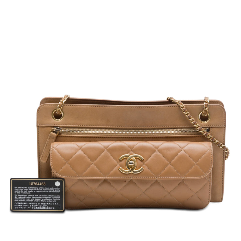 CC Quilted Lambskin Front Pocket Shoulder Bag - Image 7