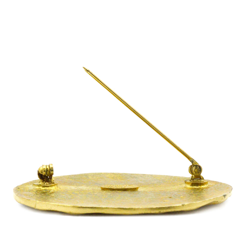 CC Gold Plated Medallion Brooch - Image 4