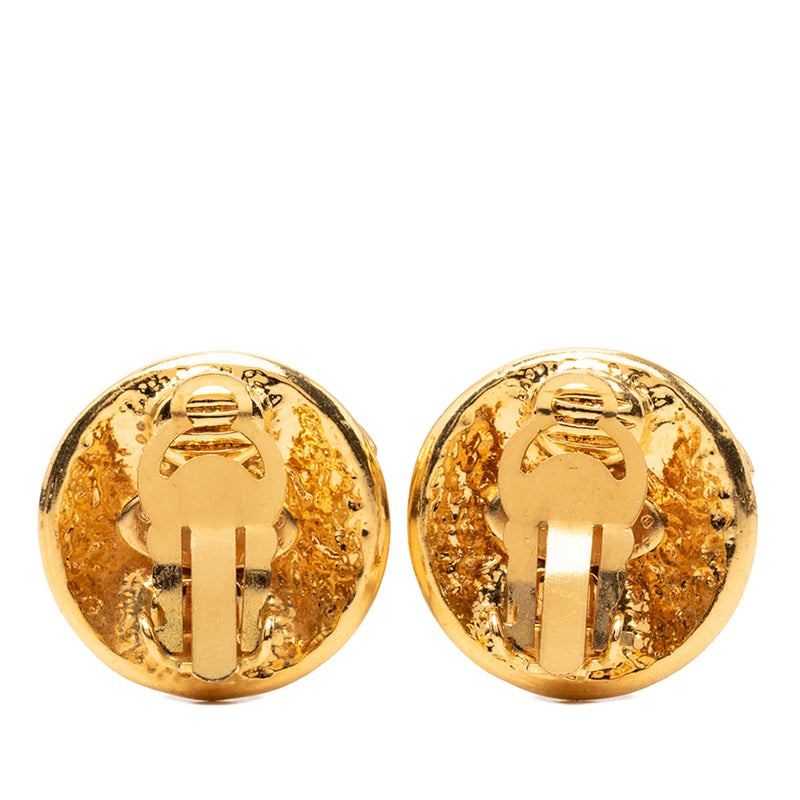 CC Gold Plated Button Clip On Earrings - Image 2