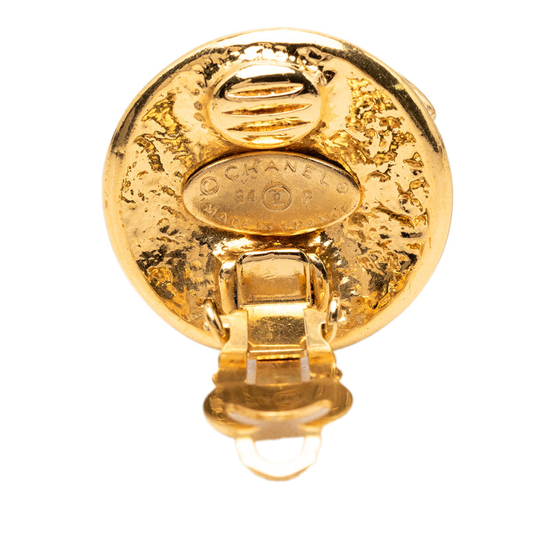 CC Gold Plated Button Clip On Earrings - Image 3