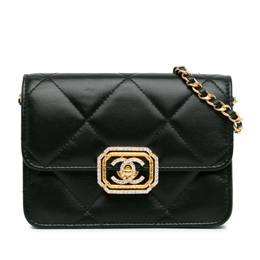 Quilted Calfskin Strass Clutch With Chain Flap - Image 1