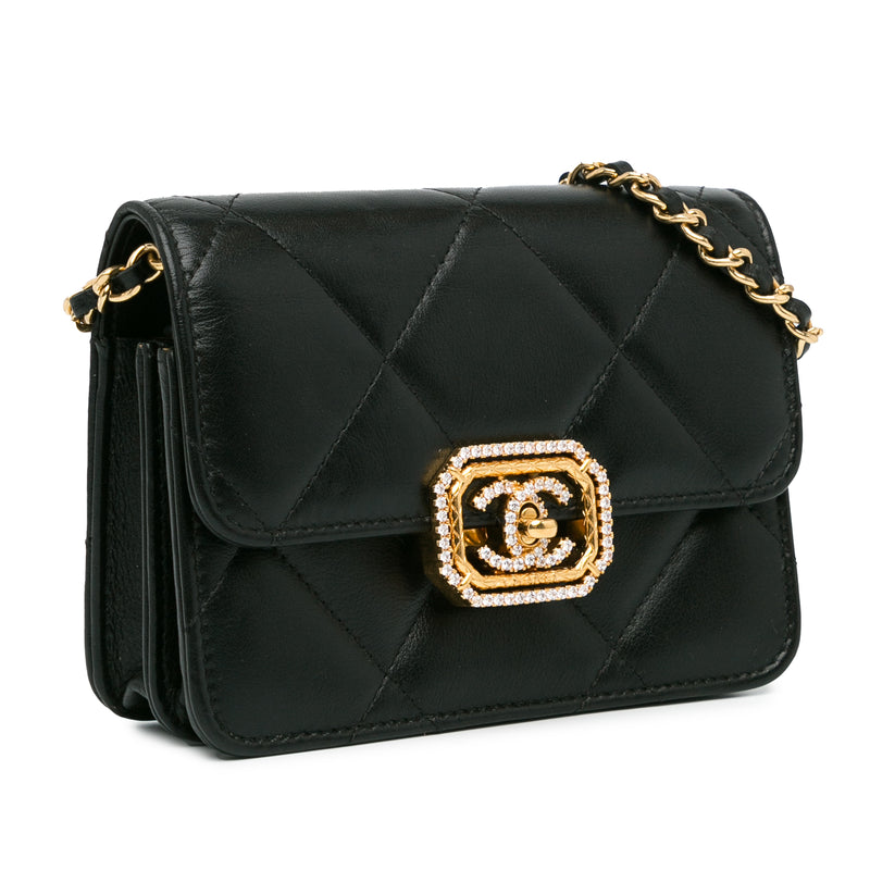 Quilted Calfskin Strass Clutch With Chain Flap - Image 2