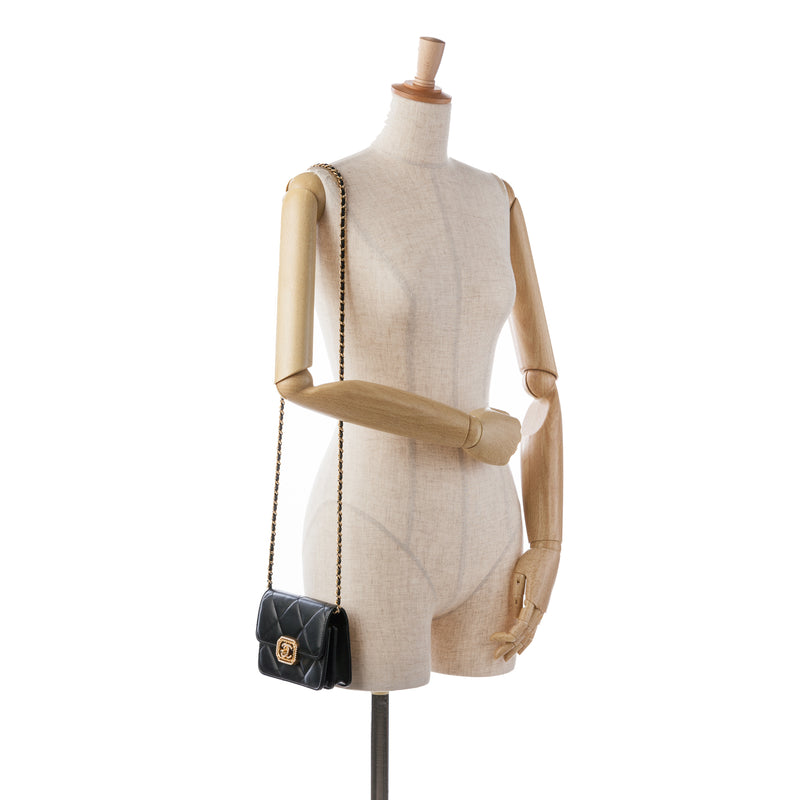 Quilted Calfskin Strass Clutch With Chain Flap - Image 8