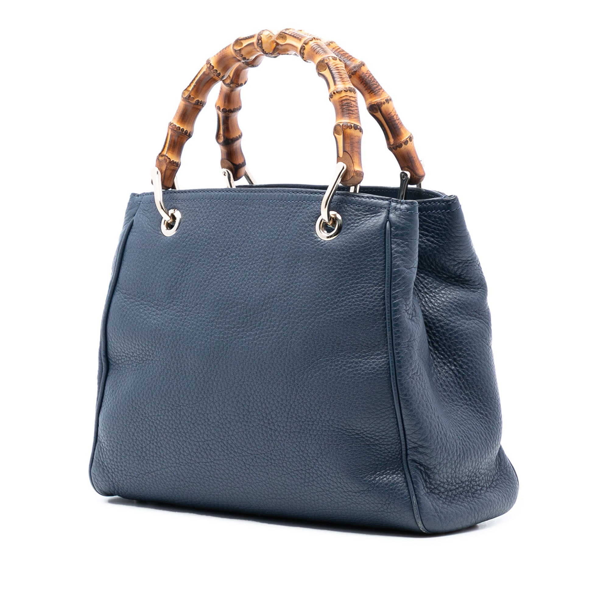 Small Calfskin Bamboo Shopper Satchel - Image 2