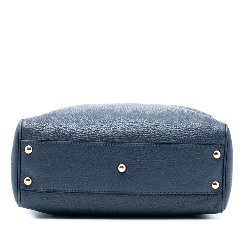 Small Calfskin Bamboo Shopper Satchel - Image 3