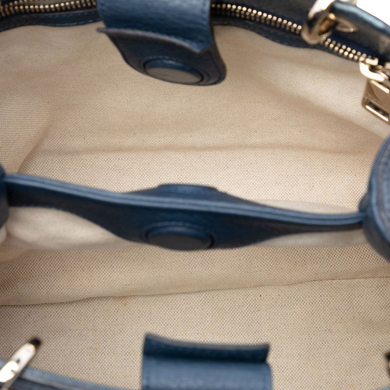 Small Calfskin Bamboo Shopper Satchel - Image 4
