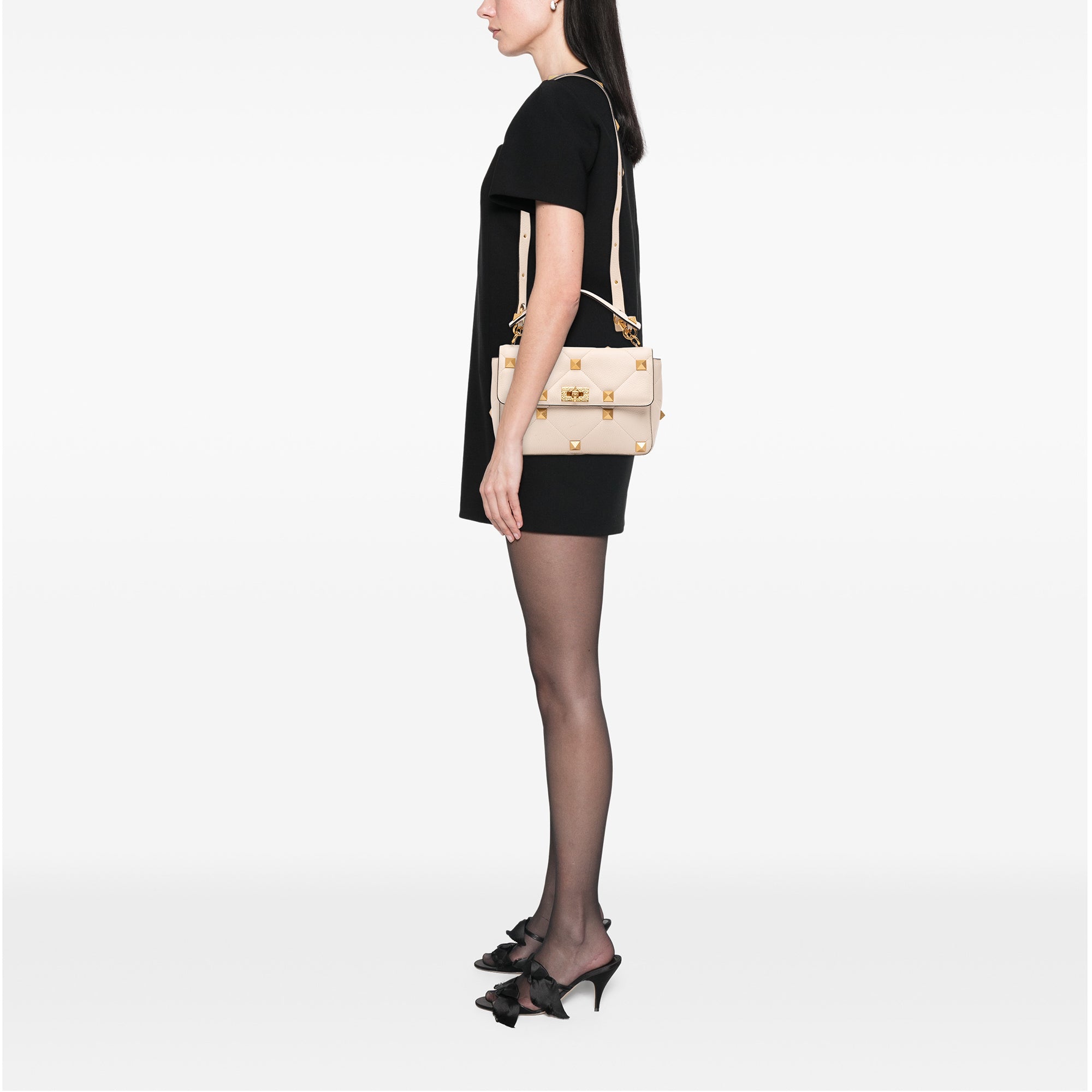 Large Grained Calfskin Roman Stud Satchel - Image 10
