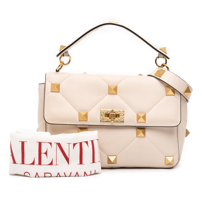 Large Grained Calfskin Roman Stud Satchel - Image 11