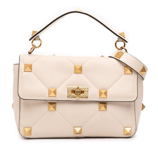 Large Grained Calfskin Roman Stud Satchel - Image 1