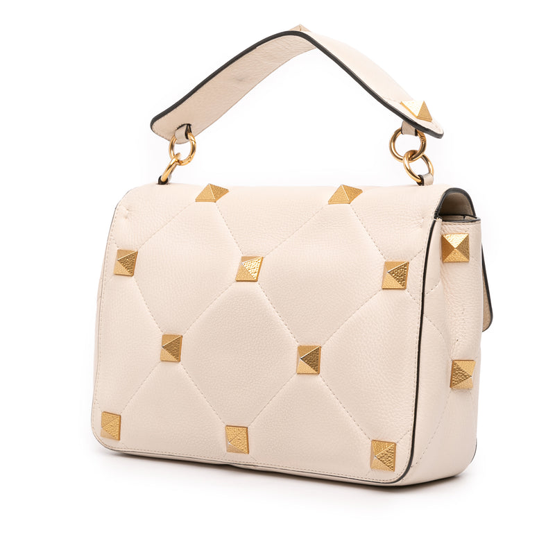 Large Grained Calfskin Roman Stud Satchel - Image 2