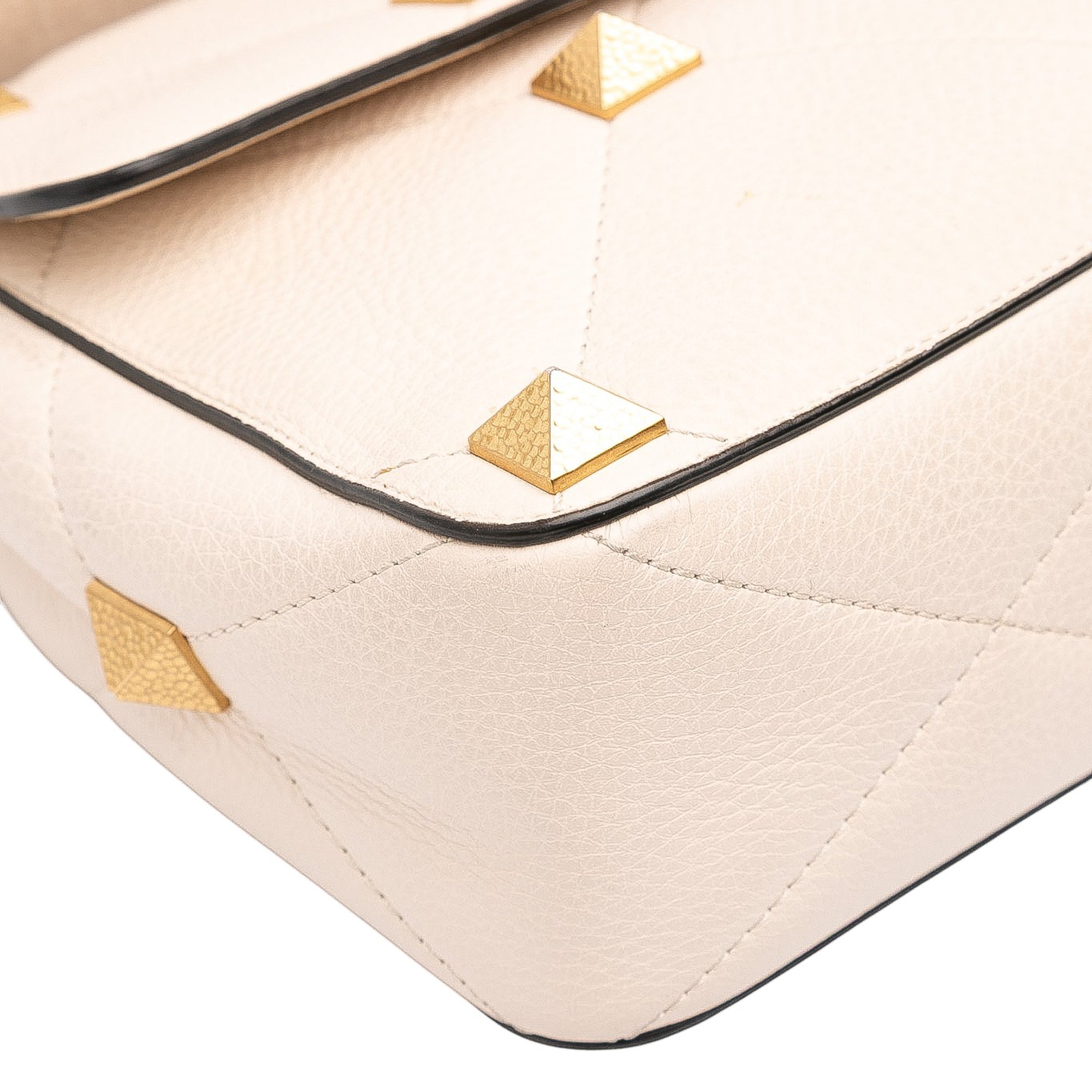 Large Grained Calfskin Roman Stud Satchel - Image 6