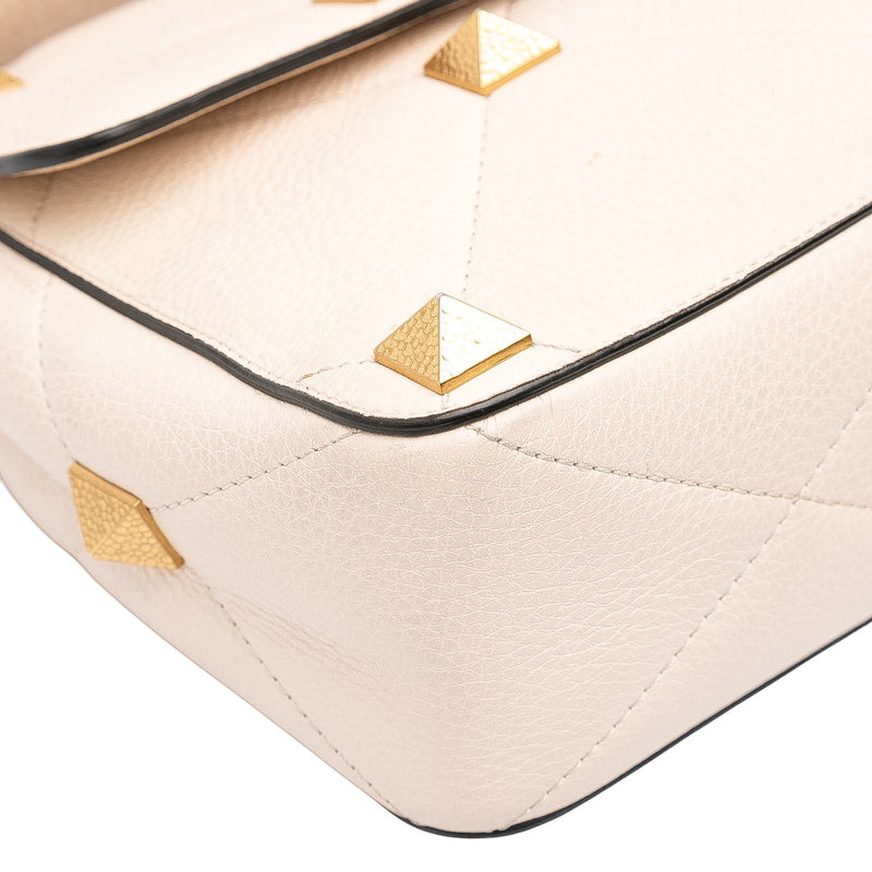 Large Grained Calfskin Roman Stud Satchel - Image 6