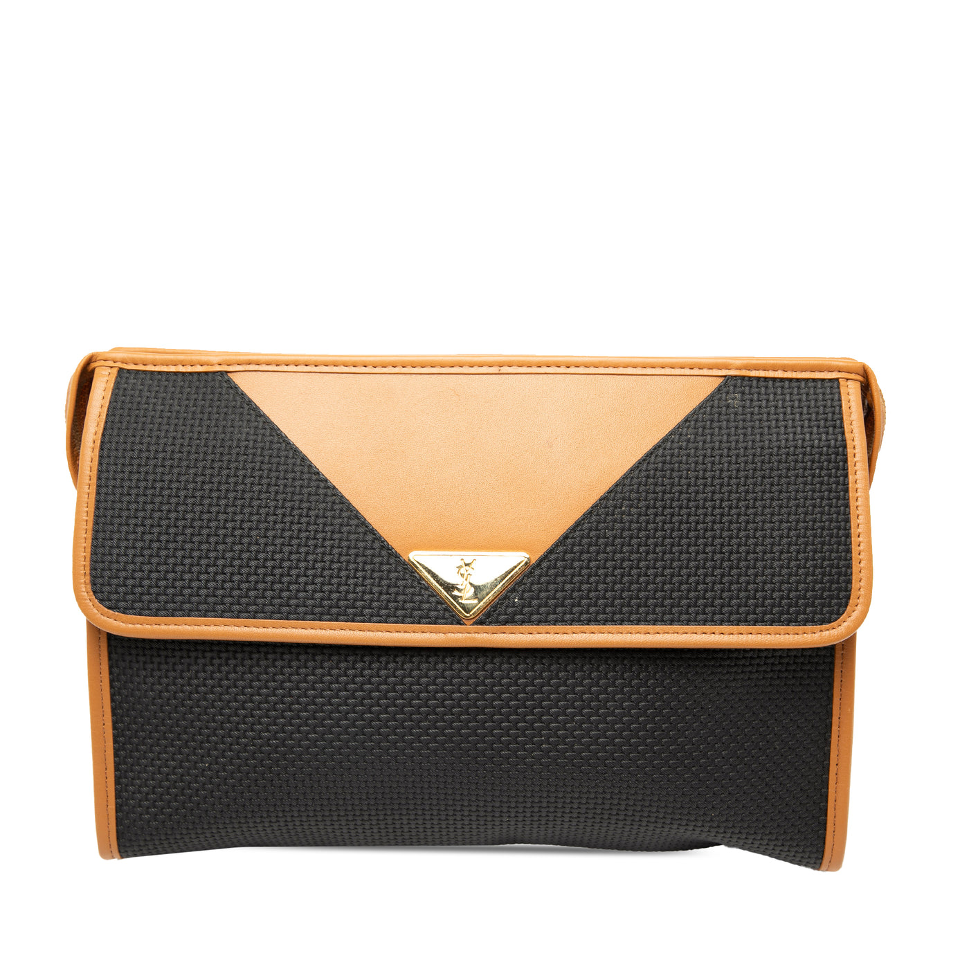 Leather Trimmed Coated Canvas Clutch - Image 1